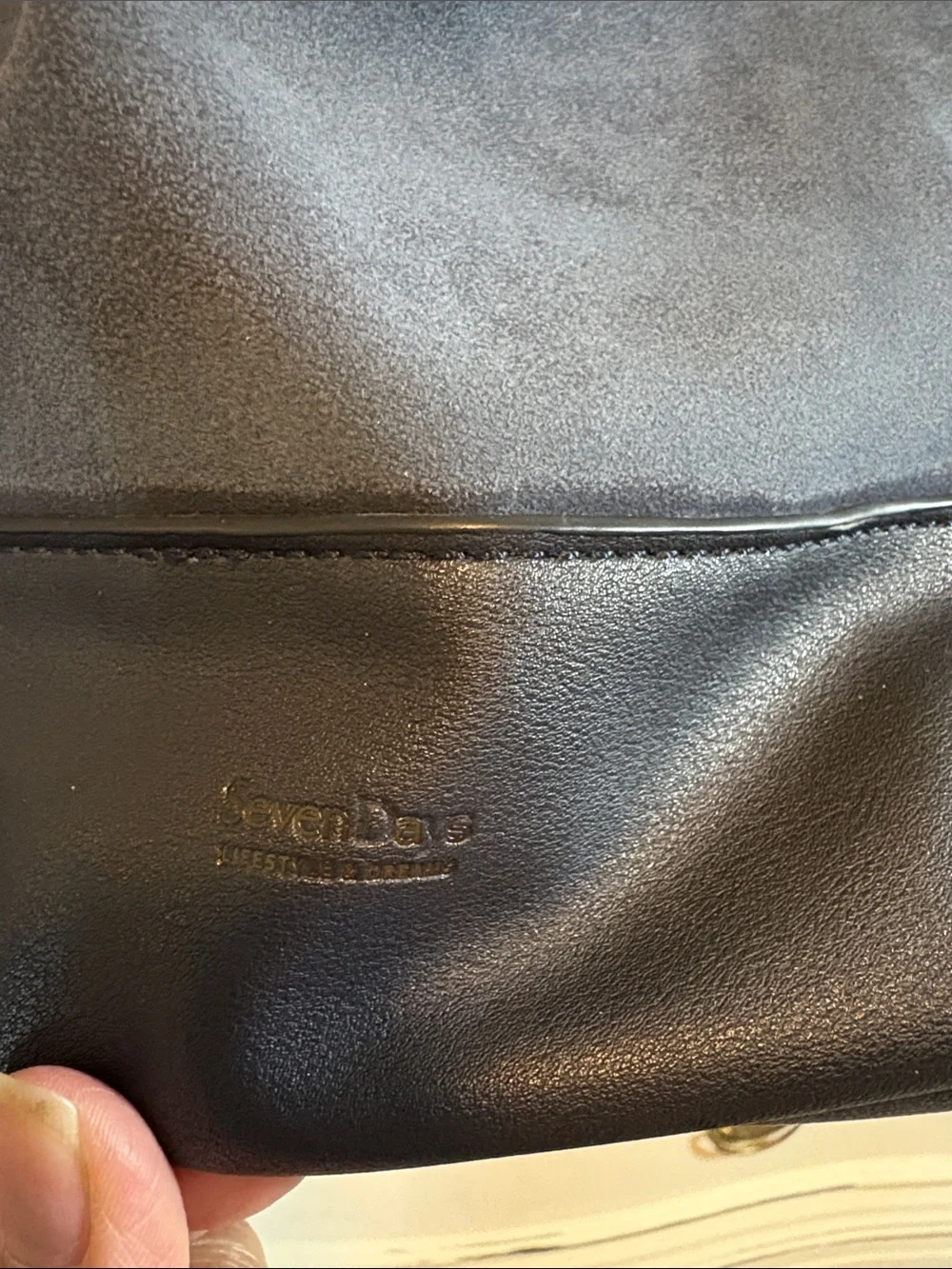 Classic Navy Suede & Leather Hobo Shoulder Bag